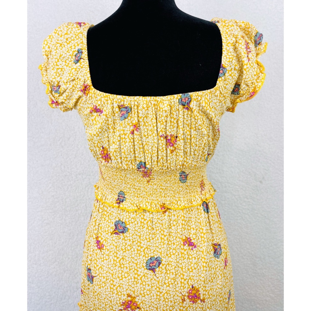 ALL IN FAVOR • Yellow Floral Ruffle Mini Dress, XS - Picture 11 of 16